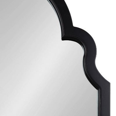 Hogan Black Wood Arched Wall Mirror with Scalloped Corners