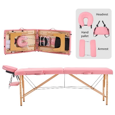 YOUNIKE 2 Folding Massage Table Lash Bed 23.6 Inches Width Wooden Portable Massage Bed with Armrests Esthetician Spa Tattoo Table