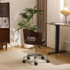 VINGLI Armless Office Desk Chair,,Dual-Use with/no Wheels,Small Adjustable Swivel Walnut Curved Task Chair for Study Area,Workspace,PU - 3 of 3
