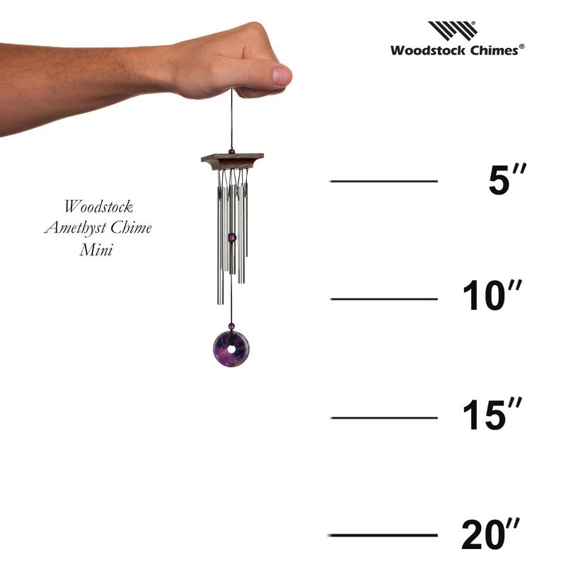 Woodstock Windchimes Woodstock Amethyst Chime Petite, Wind Chimes For Outside, Wind Chimes For Garden, Patio, and Outdoor Décor, 16"L, 4 of 8