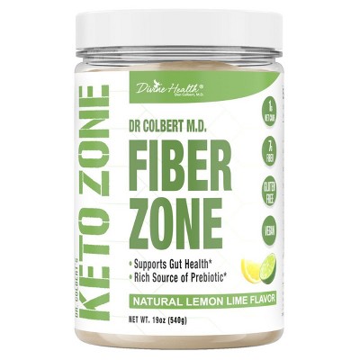 Divine Health Psyllium Husk Fiber Zone Drink Mix Powder - Sugar Free Lemon Lime Fiber - 19oz