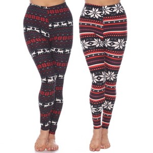 Women's Pack of 2 Leggings - One Size Fits Most - White Mark - 1 of 1