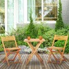 Outsunny 3 Piece Folding Patio Bistro Set,  Wooden Outdoor Chairs and Table Set,  Garden Dining Furniture for Poolside, Balcony, Teak - 3 of 4
