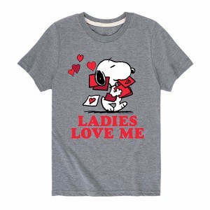 Boys' - Peanuts - Ladies Love Me Short Sleeve Graphic T-Shirt - 1 of 4