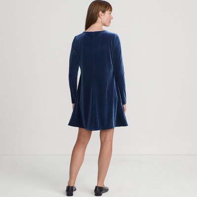 Lands' End Women's Knit Velvet Square Neck Dress