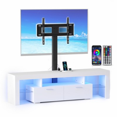 Skyzoo Modern TV Stand for 50/55/65" inch TV with Mount Swivel and LED Lights, TV Table for 65 inch TVs