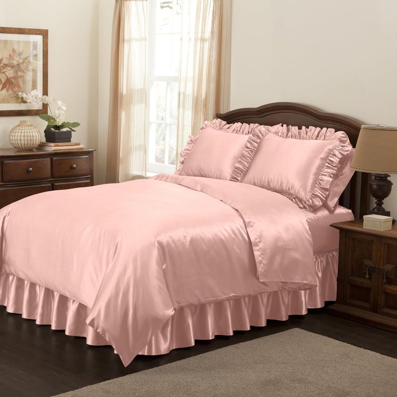 SHOPBEDDING Satin Ruffled Bed Skirt with Platform,  Wrinkle Free and Fade Resistant, 4 of 5
