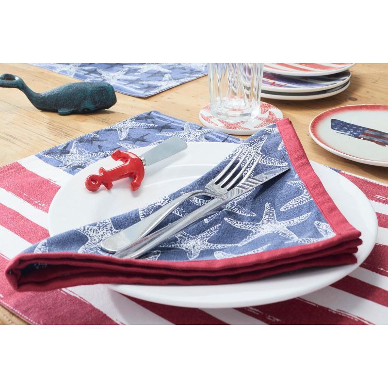 Beachcombers 20" x 20" Patriotic Red White And Blue 4th of July Starfish Napkins Set Of 2, 4 of 5
