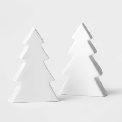 2pc 5.75" Ceramic Tree Decorative Figurine White - Wondershop™