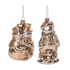 Transpac Glass 5 in. Copper Christmas Antique Snowman Ornament Set of 2 - 3 of 4