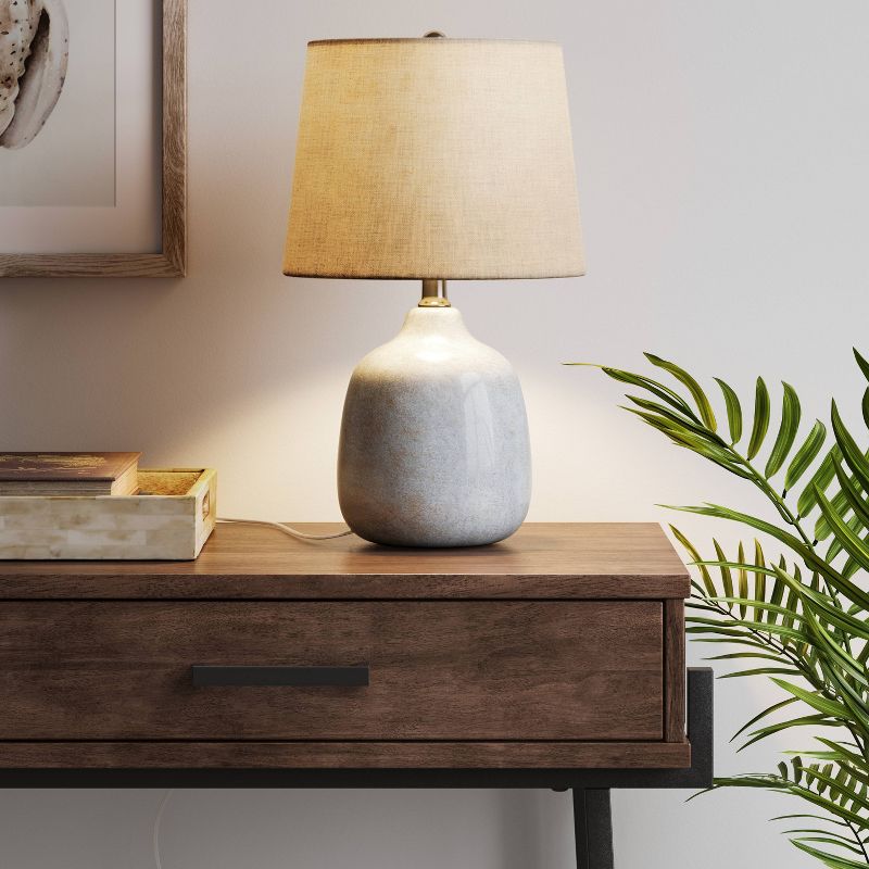 Assembled Ceramic Table Lamp Gray - Threshold™, 3 of 11