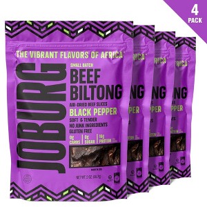 Joburg Meats South African Black Pepper Crusted Biltong, High Protein Keto-Friendly Snacks, Certified Kosher, 2oz. Bags - 4 Pack - 1 of 4