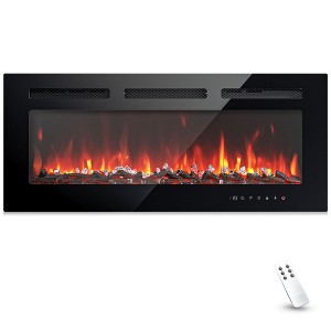 Simzlife Electric Fireplace Wall Recessed and Wall Mounted with Adjustable Flame Color - 1 of 4