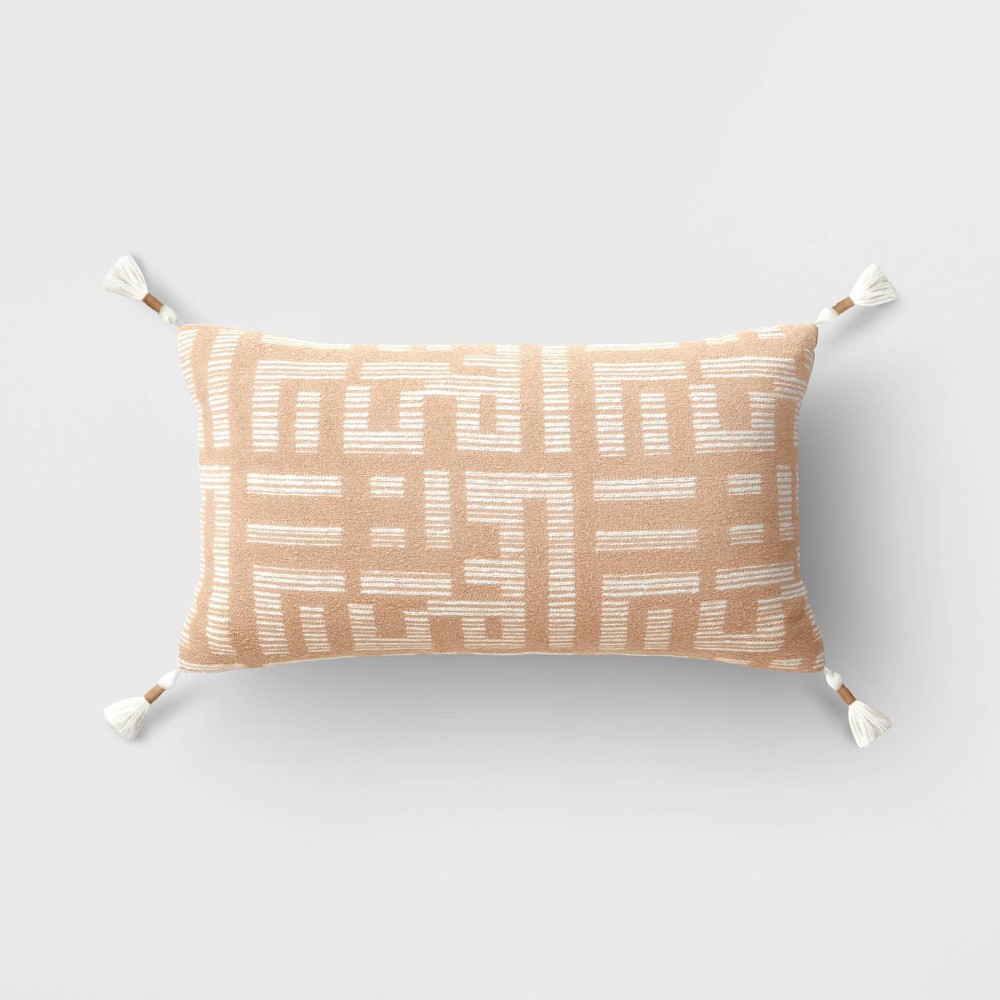 Photos - Pillow Oversized Modern Geometric Patterned Lumbar Throw  Brown - Threshold