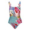 Women's Floral Abstract Print Square Neck One Piece - PatBo - 2 of 3