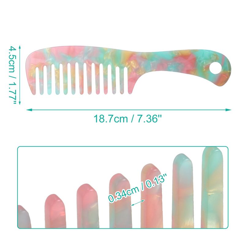 Unique Bargains Anti-Static Hair Detangling Comb Wide Tooth for Thick Curly Hair Comb For Wet and Dry Multicolor 1 Pcs, 4 of 7