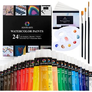 Bright Creations Watercolor Paint Set for Kids Ages 3-14 - Art Supplies Kit with 24 Paint Tubes, Brush Set, Paper & Palette/Pan - 1 of 4
