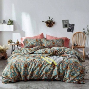 Bohemia King Duvet Cover Set, 3 - Piece Long Staple Cotton with Zipper, Green Golden Elegant Bedding - 1 of 4