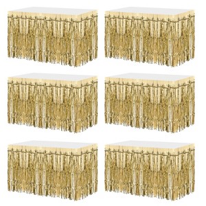 Unique Bargains Adhesive Metallic Tassels Disposable Wedding Party Table Skirts 6 Pcs - 1 of 4