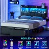 Furnulem Full Bed Frame with Storage Drawers Upholstered Headboard with Storage Shelf LED Lights and Charging Station Metal Platform Bed Frame - 3 of 4