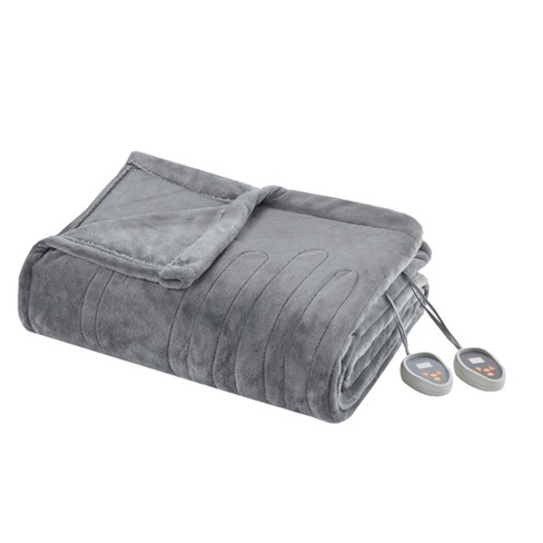 Full Plush Electric Heated Bed Blanket Gray - Beautyrest : Target