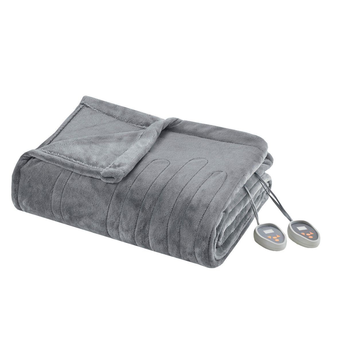Queen Plush Electric Heated Bed Blanket Gray - Beautyrest