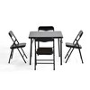 FurnitureR 5-Piece Kids Folding Table and Chairs Set, Small Square Table and 4 Chairs, PVC Padded Seats, Ideal for Preschool, Activities, All Black - 4 of 4