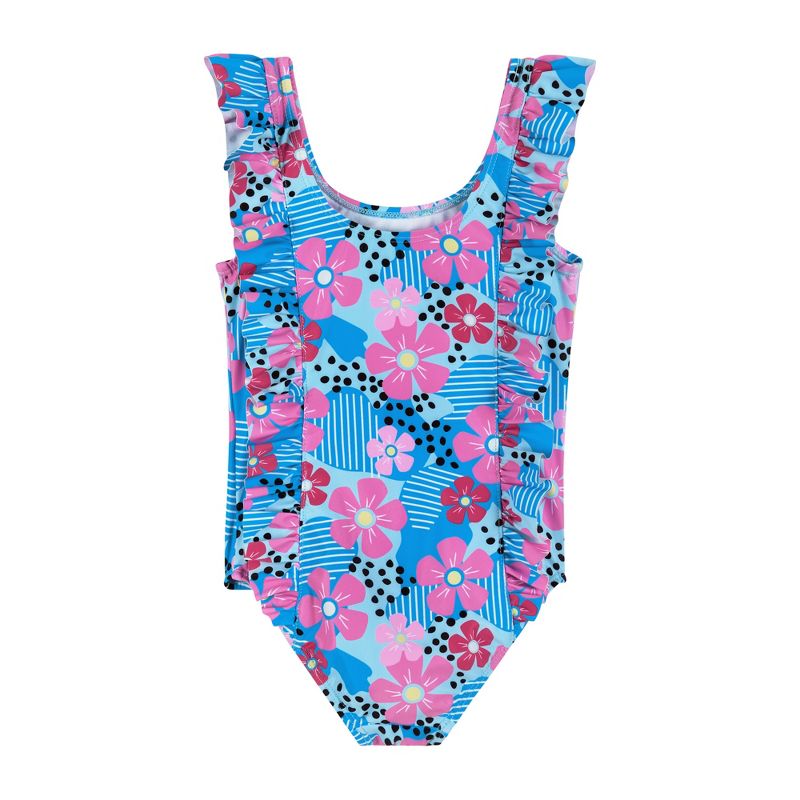 Andy & Evan  Toddler  Aqua Floral Print One-Piece Swimsuit, 3 of 6