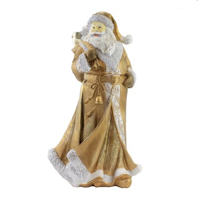 Christmas 15.25" Golden Santa Figurine Bay Of Gifts Tree Teddy Bear  -  Decorative Figurines