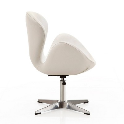 Retro Chic White Faux Leather Swivel Accent Chair