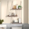 Attop Hanging Shelves for Wall with Vine Lights, 3 Tier Rope Wall Hanging Plant Shelf, Boho Wall Decor Aesthetic - 4 of 4