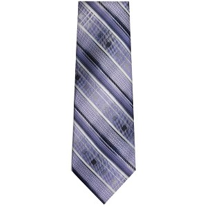 TheDapperTie Men's Lavender, Black And White Stripes Necktie with Hanky - 1 of 3