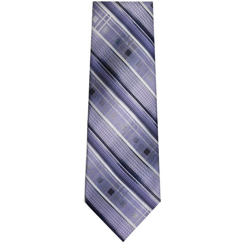 TheDapperTie Men's Lavender, Black And White Stripes Necktie with Hanky, 1 of 2