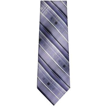 TheDapperTie Men's Lavender, Black And White Stripes Necktie with Hanky