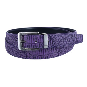 CTM Leather Matte Reversible Croc Print Clamp on Buckle Belt - 1 of 4