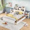 TIRAMISUBEST Full Size Storage Platform Bed with Pull Out Shelves, Twin Size Trundle and 2 Drawers, Wood Bed Frame with Storage Headboard and USB Port - 4 of 4