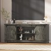 66" Farmhouse TV Stand for 75" TVs, Media Console with Sliding Barn Doors, Adjustable Shelf & Charging Station - 3 of 4