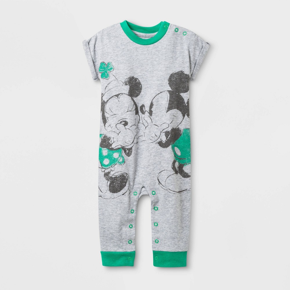 Baby Girls' Disney Minnie and Mickey Mouse St.Patrick's Day Romper - Heather Gray 18M, Girl's, Green Gray was $8.99 now $5.39 (40.0% off)