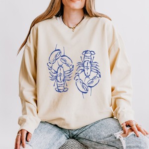 Simply Sage Market Two Lobsters Blue Lightweight Garment Dyed Sweatshirt - 1 of 4