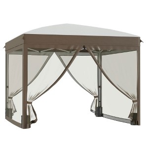 Resenkos Backyard Garden Canopy, Camping Canopy Screen Tent,10' x 10' Pop Up Canopy Tent with Netting, Instant Sun Shelter with Wheeled Carry Bag and - 1 of 4