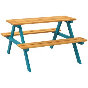 Outsunny Kids Picnic Table Set with Wooden Table, Outdoor Bench Set with Seating for 4 Kids Ages 3-8 Years for Patio Garden, Easy Installation - 1 of 4