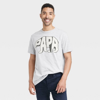Men's Papa Bear Short Sleeve Graphic T-Shirt - Heathered Gray