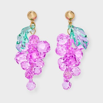 Grape Cluster Drop Earrings - A New Day™ Purple/Gold