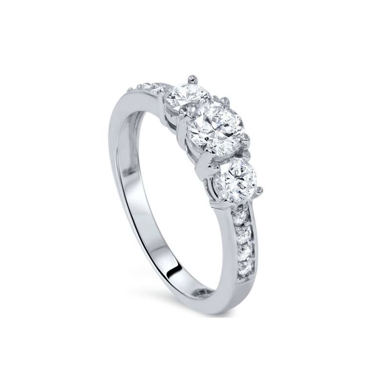 Pompeii3 1 1/2ct 3-Stone Diamond Engagement Ring 14K White Gold, 4 of 6
