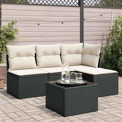 vidaXL Garden Sofa Set  PE rattan Medium Adjustable Feet