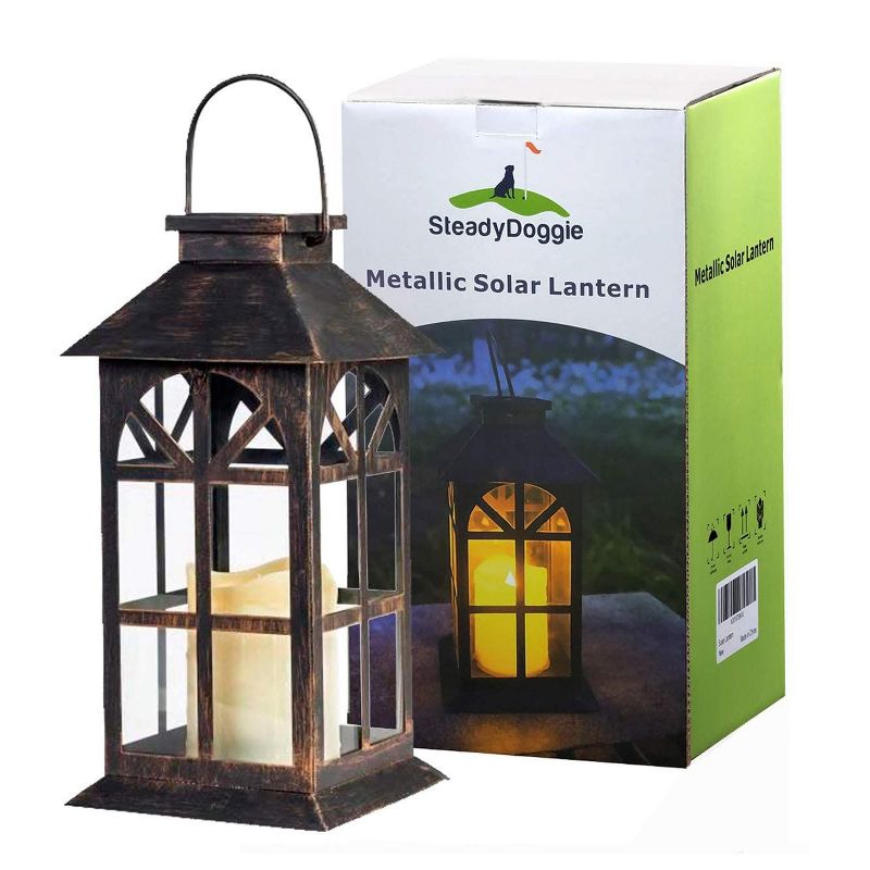 SteadyDoggie Solar Lantern Outdoor Classic Decor Bronze Antique Metal, 1 of 6
