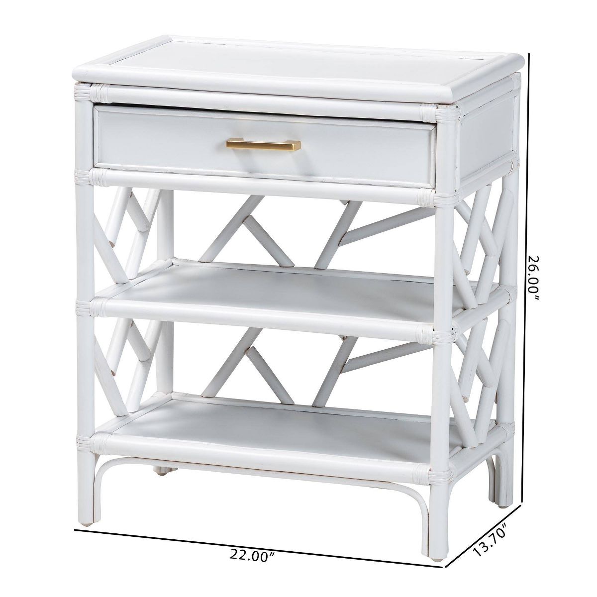 bali & pari Daina Natural Rattan Nightstand with Drawer and Open Shelves White - thumbnail 10