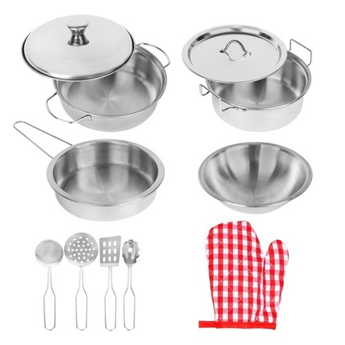 Playkidz 9 Piece Toy Cookware Playset, Stainless Steel : Target