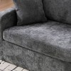 CIPACHO Charcoal 45.27" Wide Farmhouse Accent Chair & 46" Chenille Ottoman Set - Upholstered with Bolster Pillows, Black Metal Legs - 4 of 4