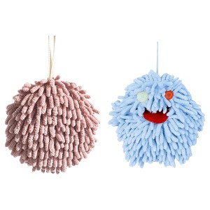 REGALWOVEN 2 Pcs Cute Comfortable Soft Absorbent Chenille Fuzzy Hand Towel - 1 of 4